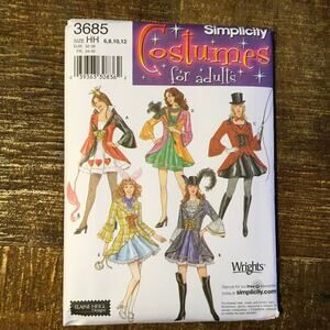 Simplicity Sewing Pattern 3685 Sexy Pirate Queen Mad Hatter Alice  6-12 UNCUT